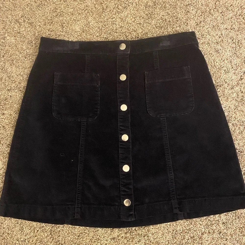 Navy blue velvet skirt